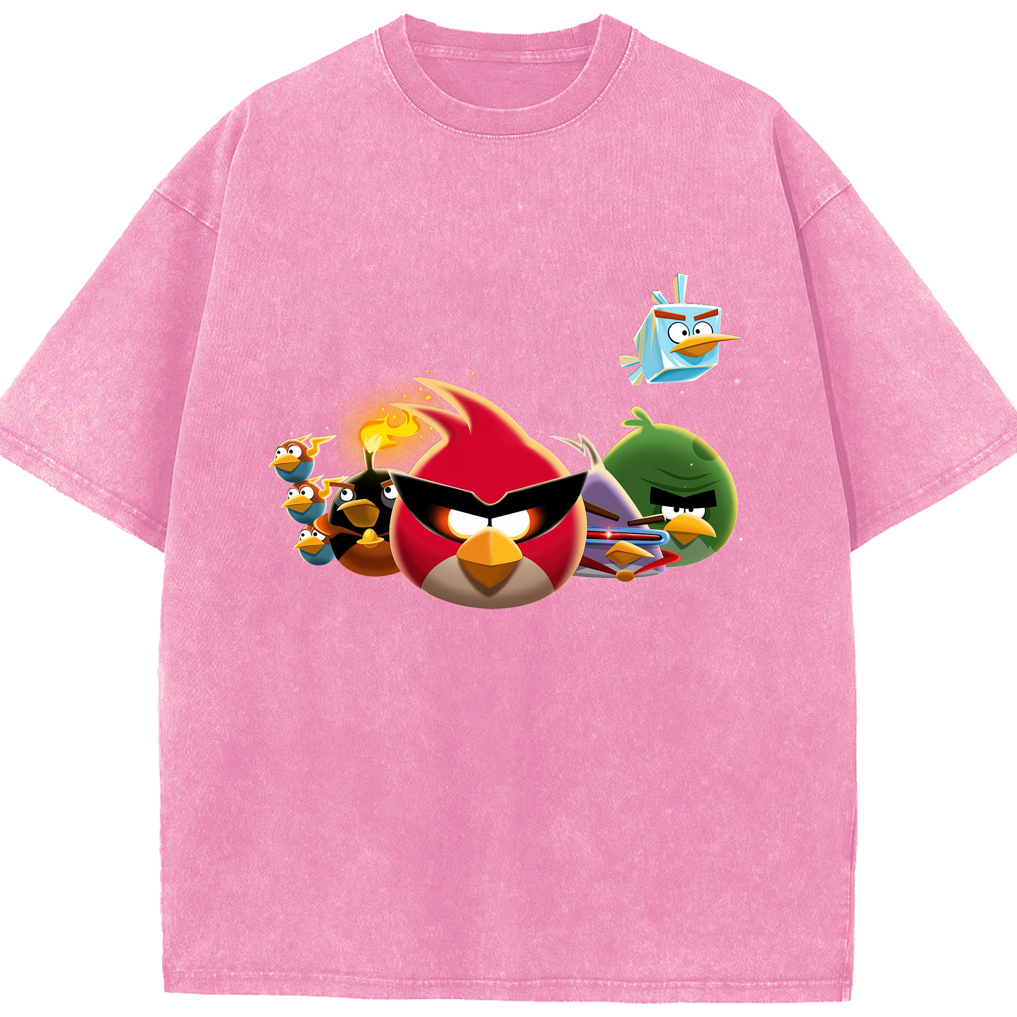 （画像用） Angry Birds アングリーバード 綿100% ヴィンテージ風 半袖Tシャツ（フロントプリント）